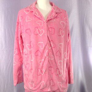Hotel Spa Collection Pink Heart Microfleece Pajama Set Women’s Size Large
